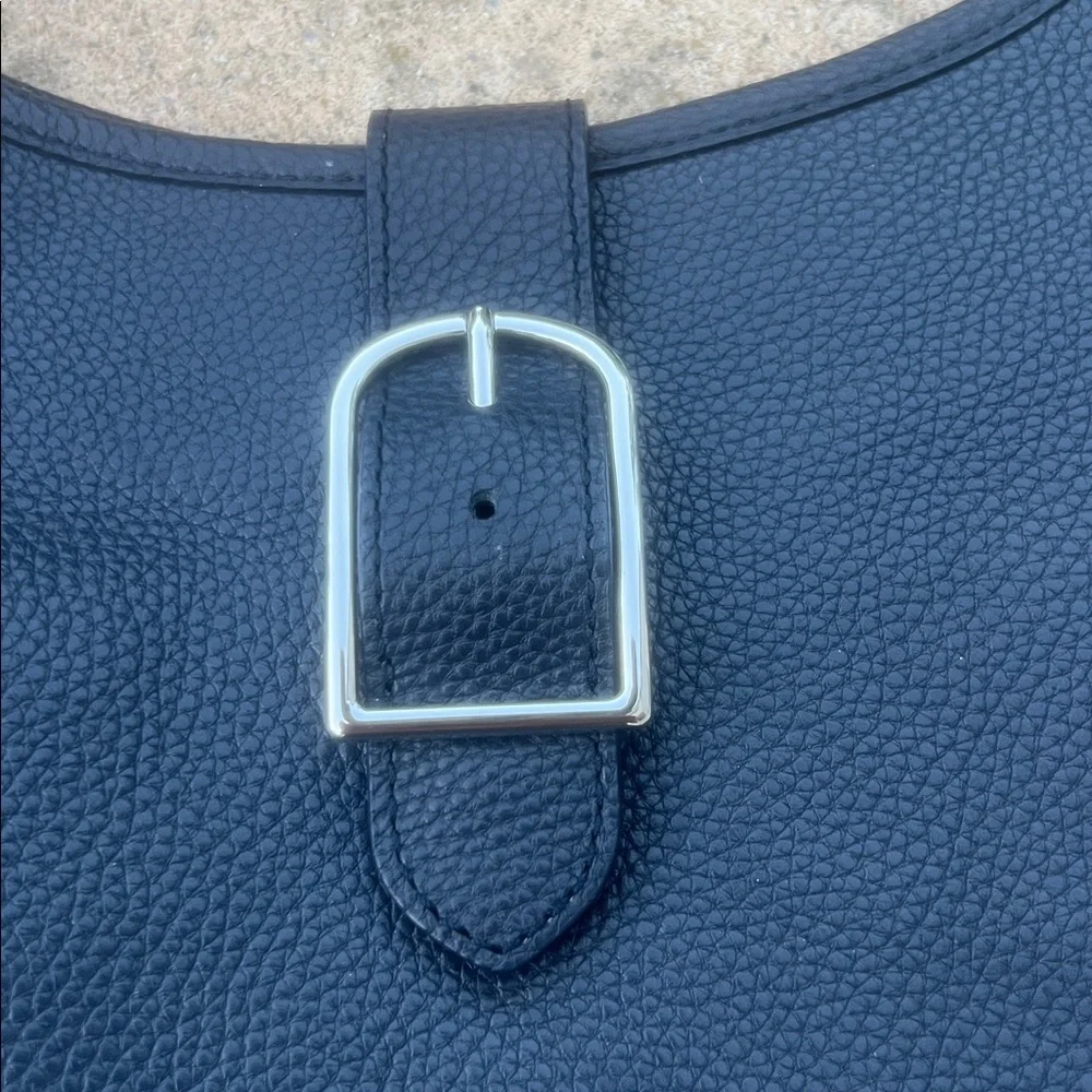 Talbots Navy Blue Leather Bucket Crossbody Purse